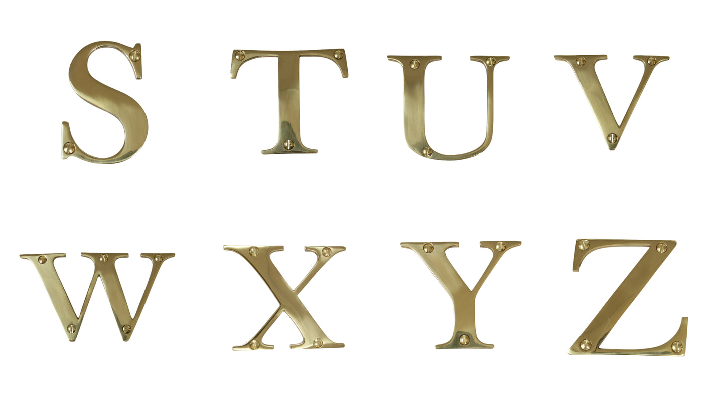 3 Inch Modern Serif House Letter - Polished Brass Finish