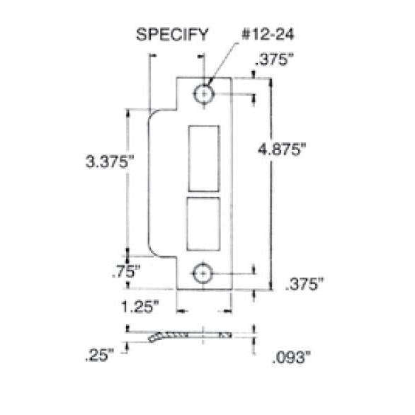 Extended Strike Plate for Baldwin 6039 Mortise Lock