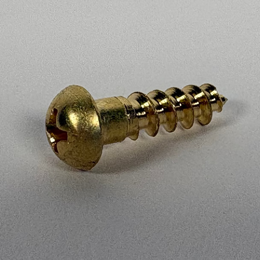 #10 Round Head, Phillips, Solid Brass Wood Screw