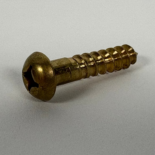 #12 Round Head, Phillips, Solid Brass Wood Screw