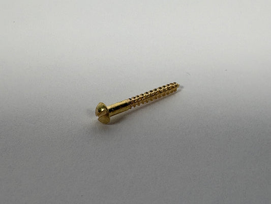#2 Round Head, Slotted, Solid Brass Wood Screw