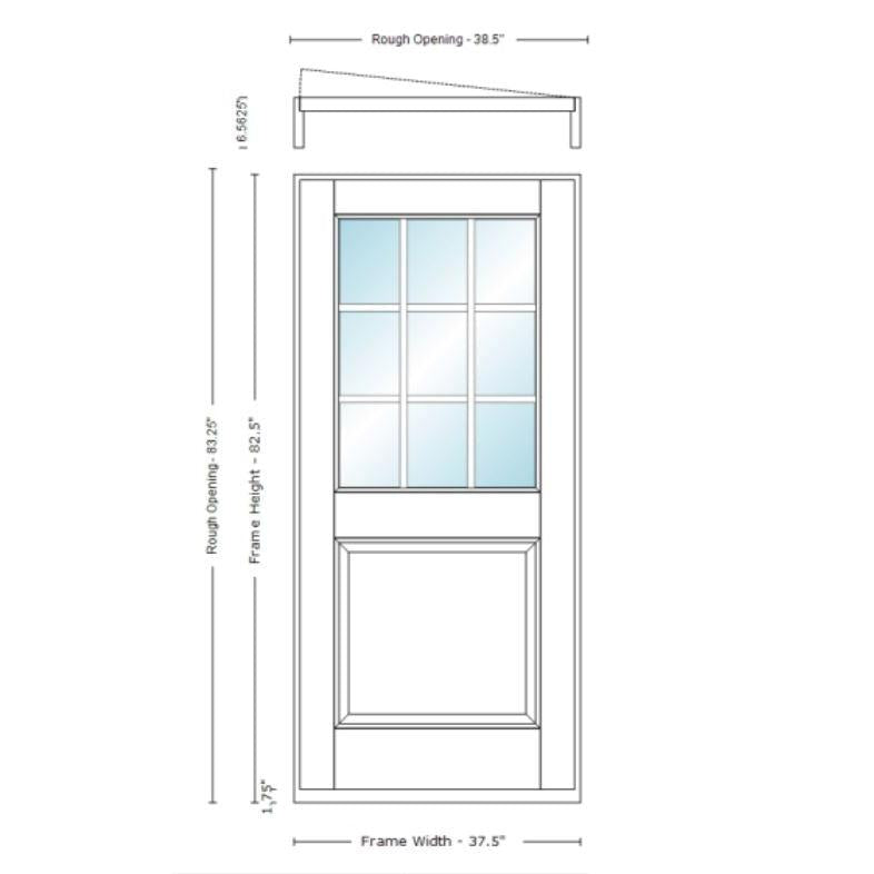 2050 Exterior Door - 1 Panel with 3x3 Glass Mahogany