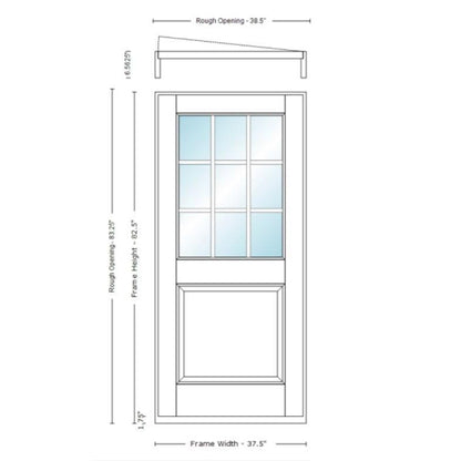 2050 Exterior Door - 1 Panel with 3x3 Glass Mahogany