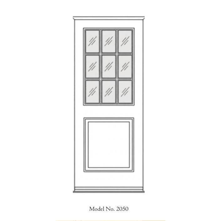 2050 Exterior Door - 1 Panel with 3x3 Glass Mahogany