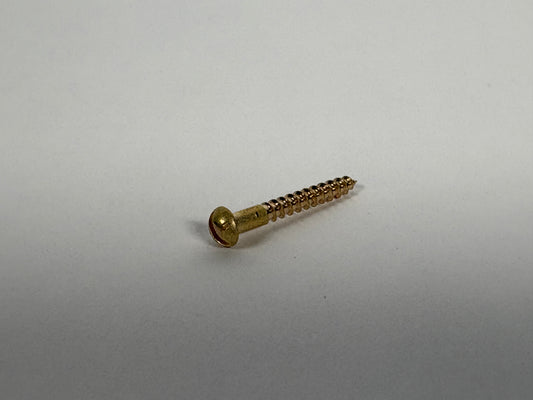 #3 Round Head, Slotted, Solid Brass Wood Screw