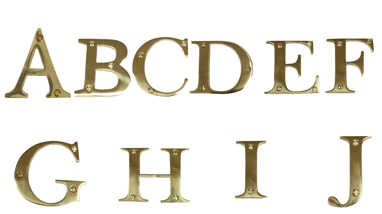 3 Inch Modern Serif House Letter - Polished Brass Finish