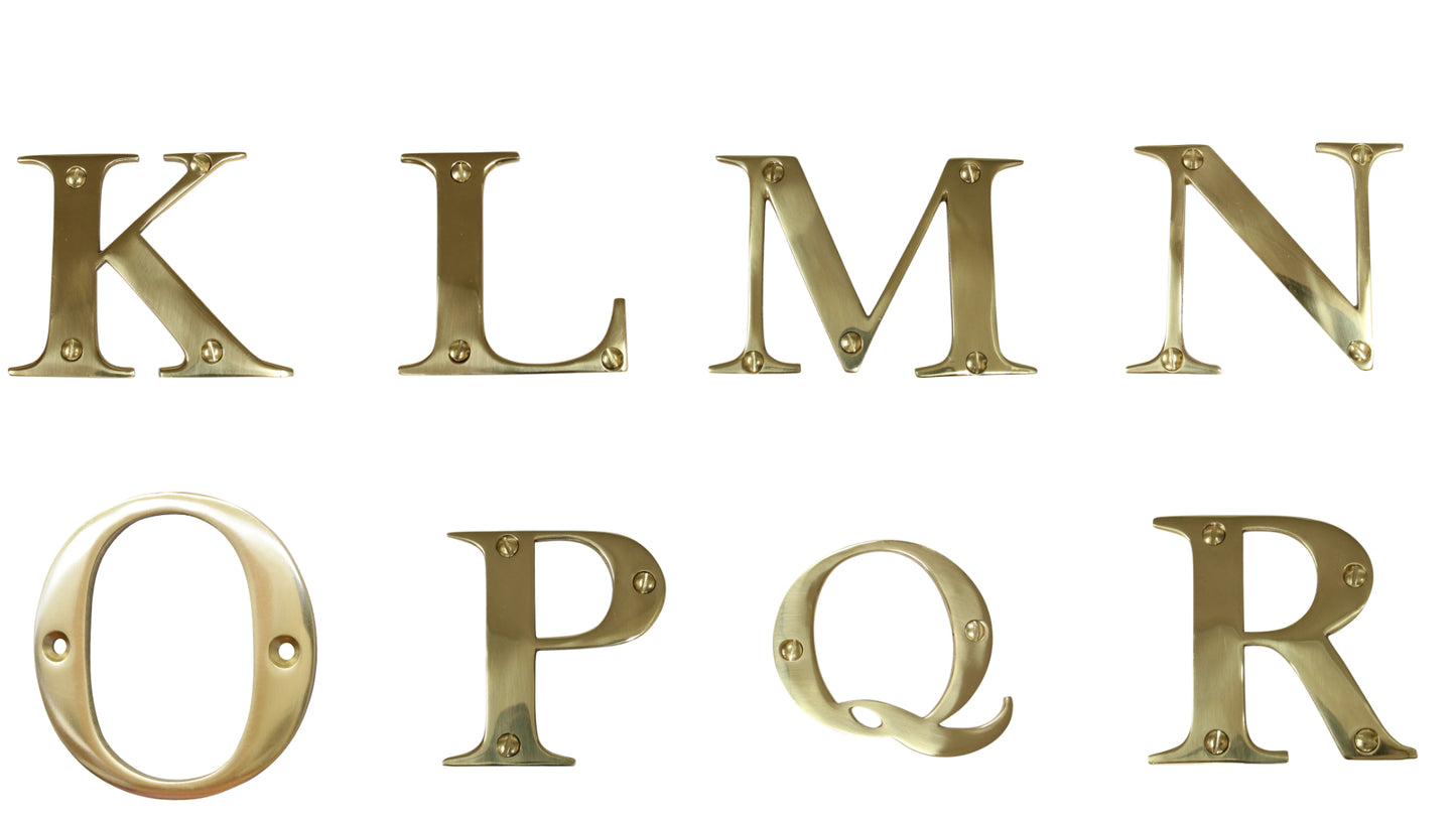 3 Inch Modern Serif House Letter - Polished Brass Finish