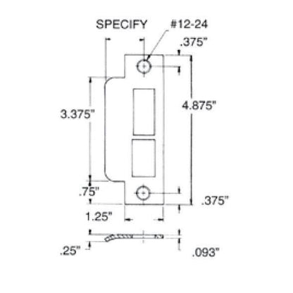 Extended Strike Plate for Baldwin 6039 Mortise Lock