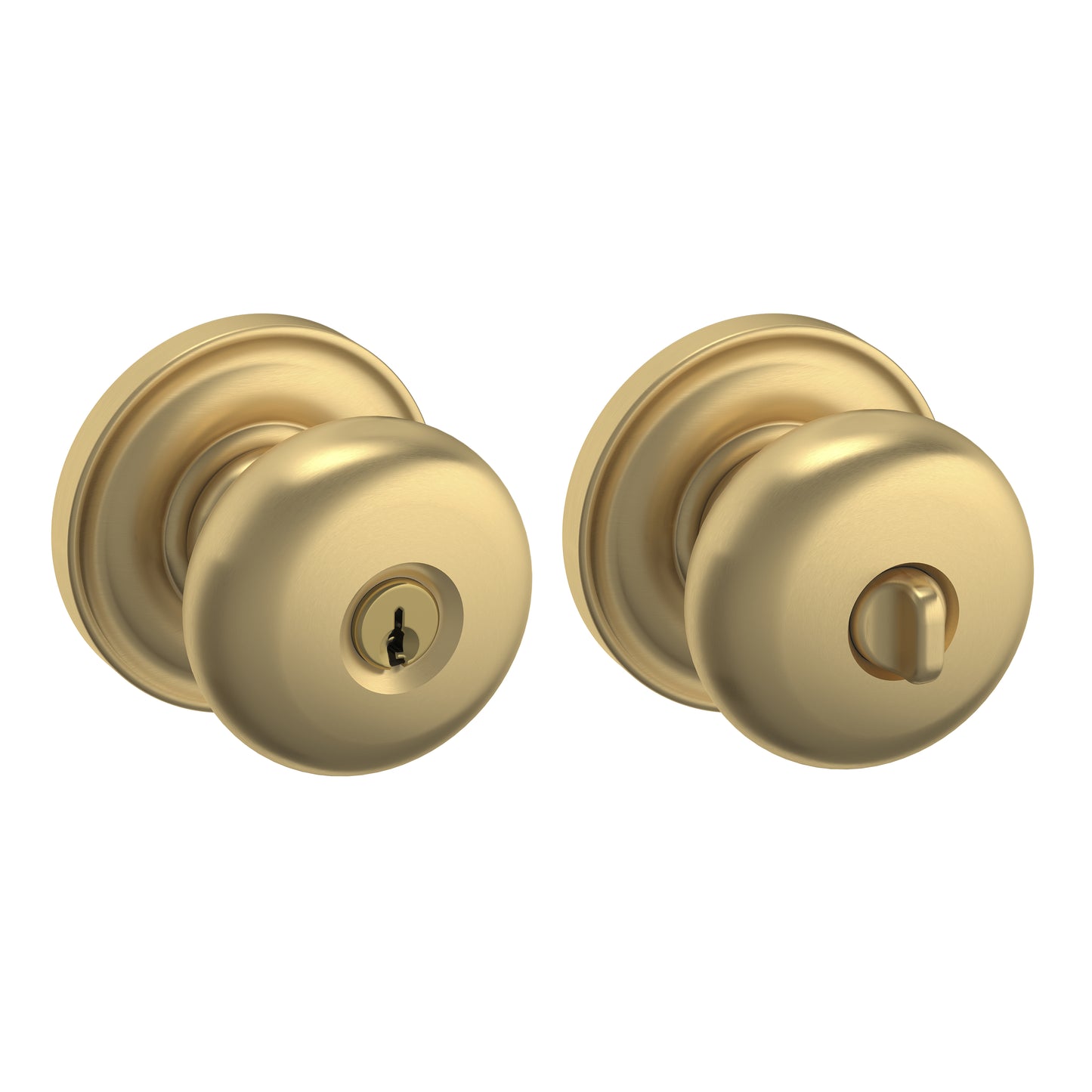 Solid Brass Door Knob Set — Keyed