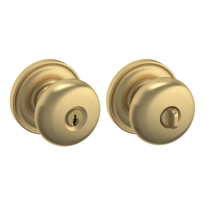 Solid Brass Door Knob Set — Keyed