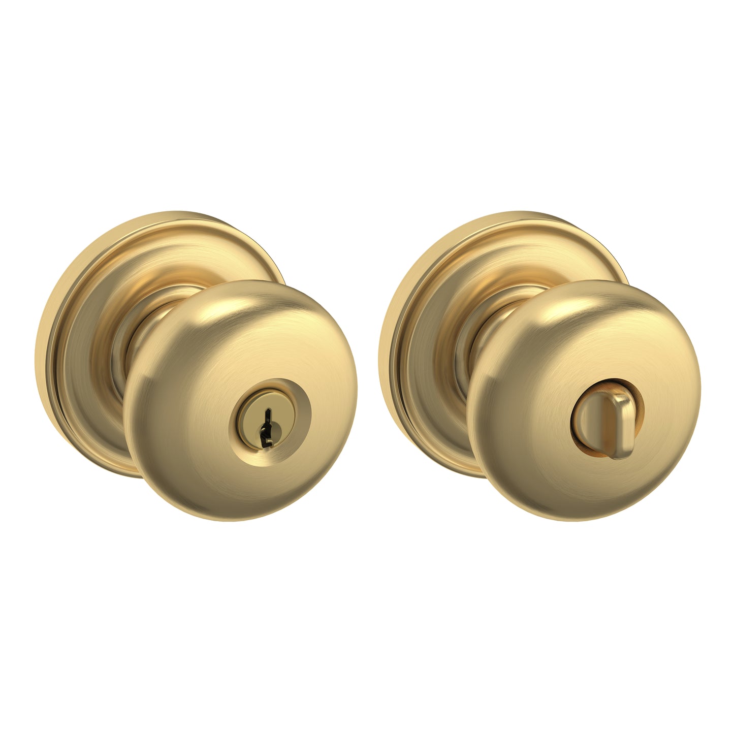 Solid Brass Door Knob Set — Keyed