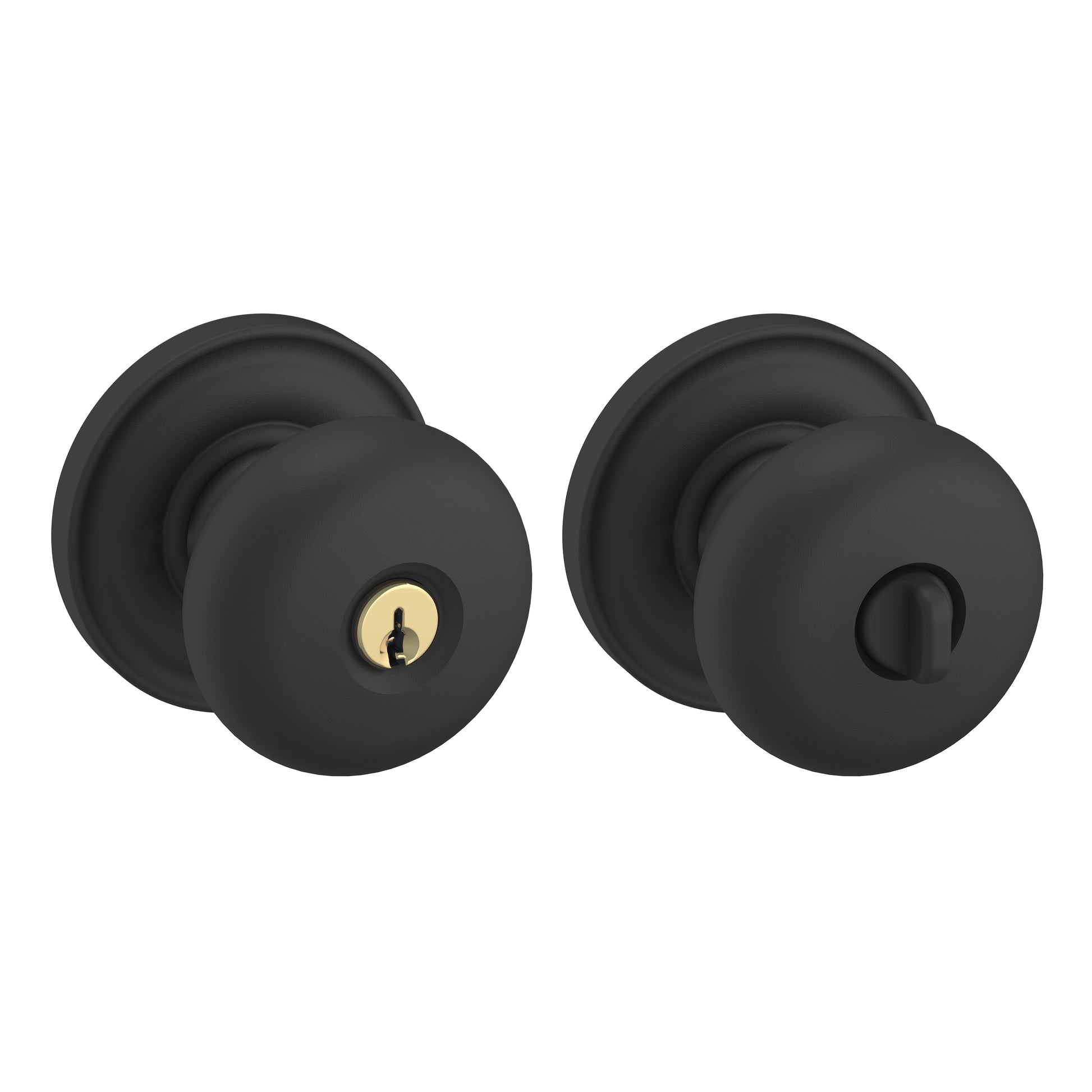 Solid Brass Door Knob Set — Keyed