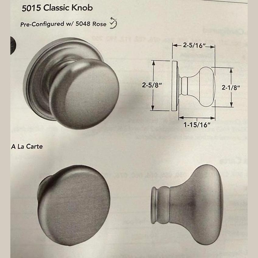 Solid Brass Door Knob Set — No Key